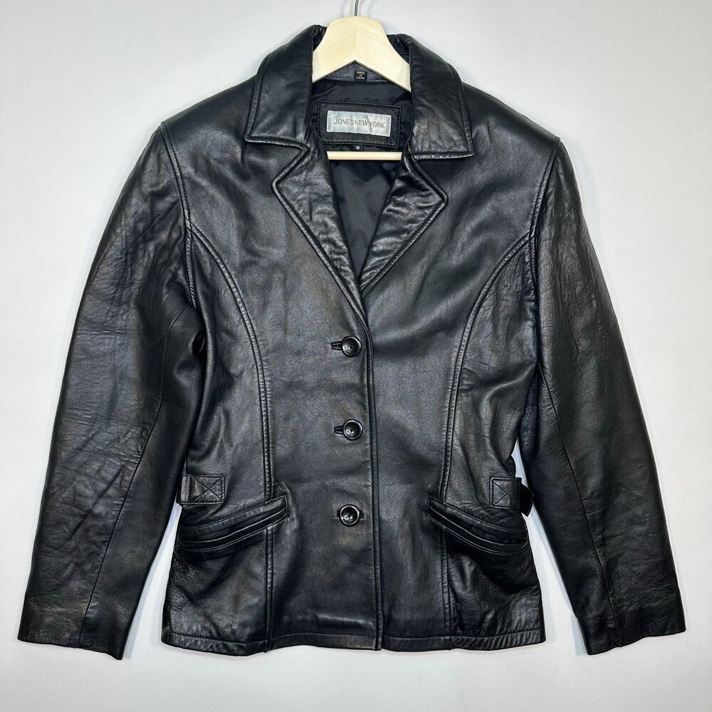 Vintage Y2K Jones New York Leather Blazer Jacket Size Small